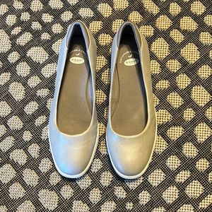 Silver slip on Dr Scholls shoes